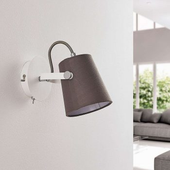 Látková nástenná lampa Levi sivá, jedno svetlo - Image 2