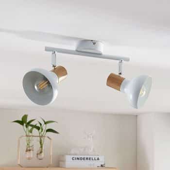 Stropná lampa Fridolin s 2 svetlami, biely kov - Image 2