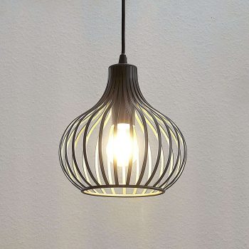 Klietková závesná lampa Frances, hnedá, Ø 23 cm