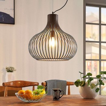 Klietková závesná lampa Frances, hnedá, Ø 48 cm - Image 2