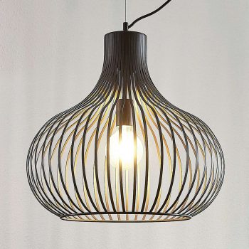 Klietková závesná lampa Frances, hnedá, Ø 48 cm