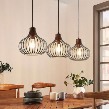 Klietková závesná lampa Frances, hnedá, 3 svetlá - Image 2