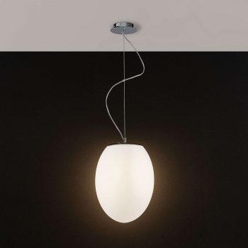 Opálové sklo - závesná lampa Oulo, vajce, biela
