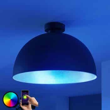 Lindby Smart LED stropná lampa Bowl 41 cm čierna