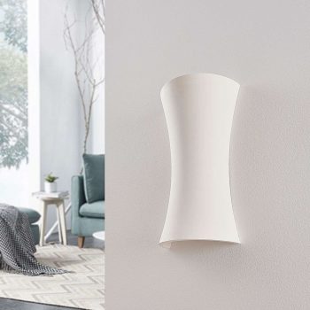 Sadrová nástenná lampa Edon biela, konkávna, 36 cm - Image 2