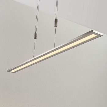 LED závesná lampa Esteban v nikle, stmievateľná