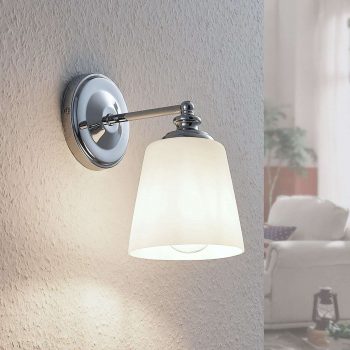 Nástenná lampa Yola so skleným tienidlom, chróm - Image 2