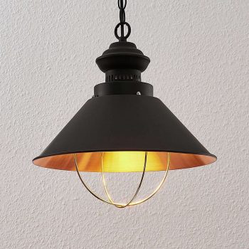 Závesná lampa Aloisia s klietkou, čierno-medená