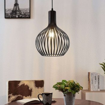 Klietková závesná lampa Anina z čierneho kovu - Image 2