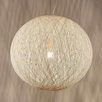 Závesná lampa Julio z papierových motúzov, biela