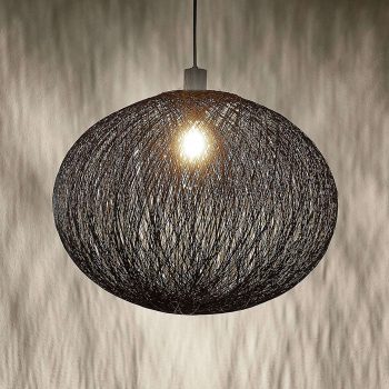 Závesná lampa Maila z pleteného papiera, čierna