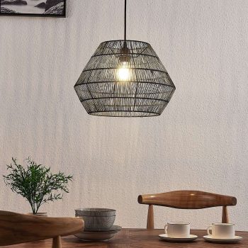 Závesná lampa Ottavio pleteného papiera, čierna - Image 2