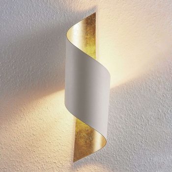 Kovová nástenná lampa Vanni, krútená, bielo-zlatá