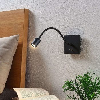 LED nástenná lampa na čítanie Mayar, ohybná/čierna - Image 2