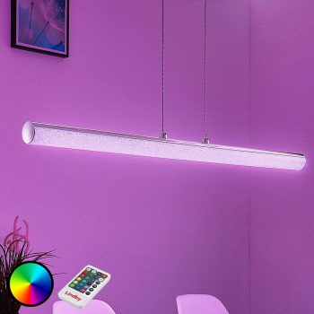 LED závesná lampa Fria, valec, ovládač RGB