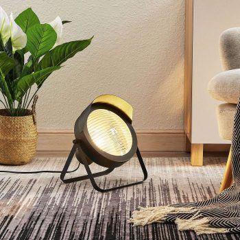 Stolová lampa Henega v dizajne reflektora, čierna - Image 2