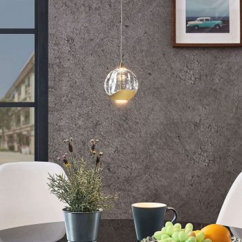 LED závesná lampa Hayley, sklená, 1 svetlo, zlatá