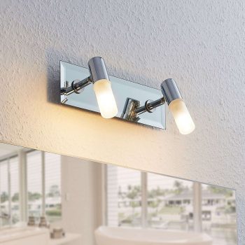 Kúpeľňová stropná lampa Zela, 2 svetlá v chróme