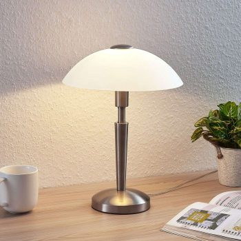 Stolová lampa Tibby so skleným tienidlom v nikle - Image 2