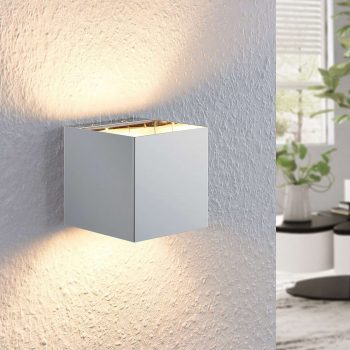 Chrómová nástenná lampa Nehle, hranatá, 1 svetlo - Image 2