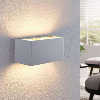 Chrómová nástenná lampa Nehle, hranatá, 2 svetlo - Image 2