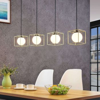 Závesná lampa Aloam, klietkou a sklené gule, 4 sv. - Image 2