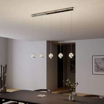 Závesná lampa LED Hayley, 5 svetiel, dlhá, chróm - Image 2