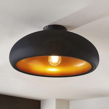 Kovová stropná lampa Gerwina, čierno-zlatá