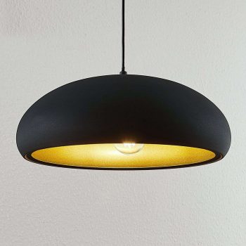 Kovová závesná lampa Gerwina, čierno-zlatá
