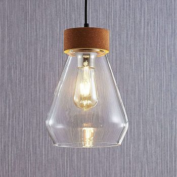 Závesná lampa Bertana zo skla a korku