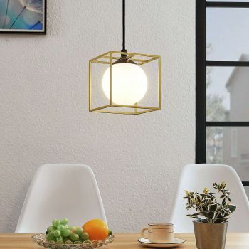 Závesná lampa Aloam, klietka a sklená guľa, 1 sv. - Image 2