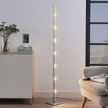 LED stojaca lampa Margeau v nikle, stmievateľná
