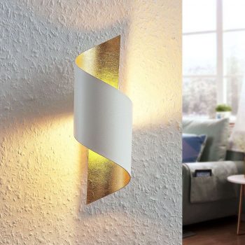 Kovová LED nástenná lampa, bielo-zlatá - Image 2