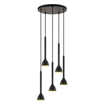Závesná lampa Nordwin, 5 svetlo, čierno-zlatá - Image 2