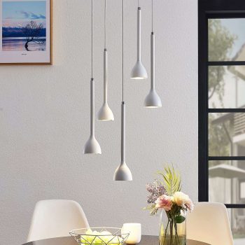 Závesná lampa Nordwin, 5 svetlo, bielo-strieborná - Image 2