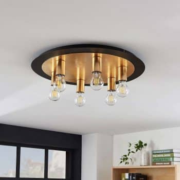 Kovová stropná lampa Justik, 6 svetlo, čierna - Image 2