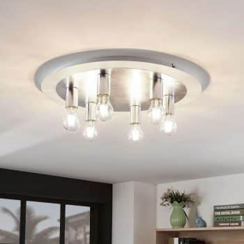 Kovová stropná lampa Justik, 6 svetlo, biela - Image 2