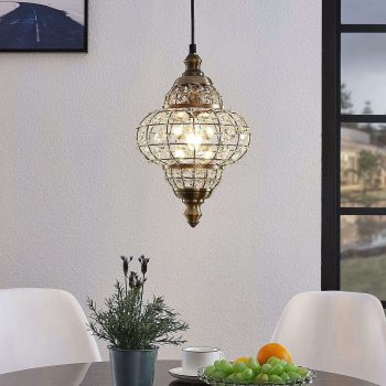 Lindby Aziz sklenená závesná lampa, dizajn orient - Image 2