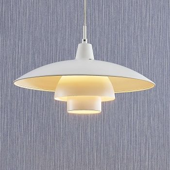 Lindby Artjom kovová závesná lampa, biela