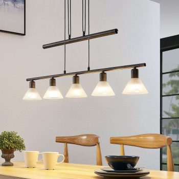 Nastaviteľná závesná lampa Delira 5 svetlá, čierna - Image 2