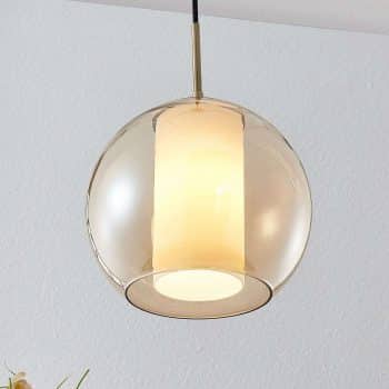 Lindby Yela sklenená závesná lampa, jantárová