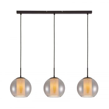 Lindby Yela sklenená lampa 3-pl., dymová, sivá
