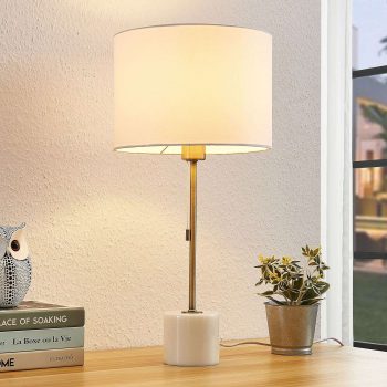 Lindby Josias stolná lampa látkové tienidlo, biela