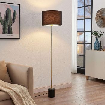 Lindby Josias stojaca lampa tienidlo látka, čierna
