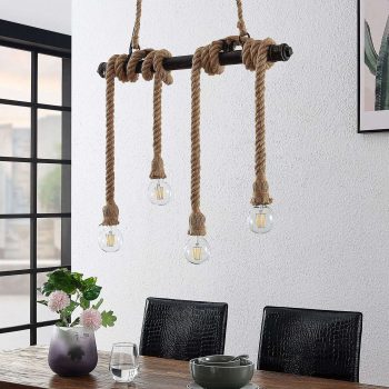 Lindby Hajo závesná lampa, 4-pl., lano - Image 2