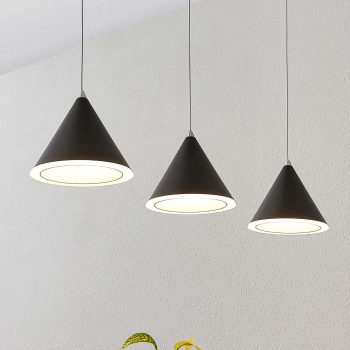 Lucande Livan závesné LED svietidlo, čierne, 3-pl.