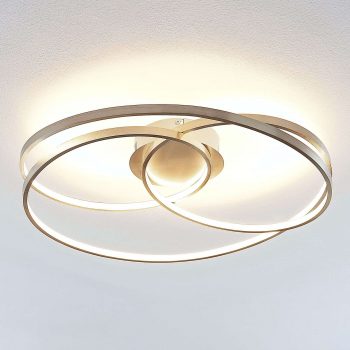 Lindby Ronka stropné LED svetlo, nikel satinovaný