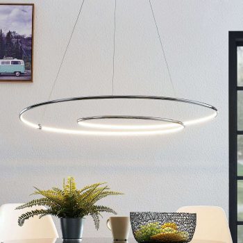 Lindby Lucy závesné LED svietidlo, 90 cm, chróm