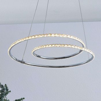 Lindby Lucy závesné LED svietidlo, 45 cm, krištáľ