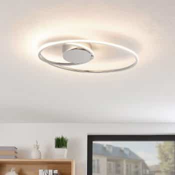 Lindby stropné LED svietidlo Xenias chróm 49x30 cm